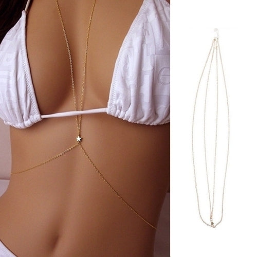 Women Crossover Star Harness Bikini Body Belly Waist Necklace Chain Jewelry Image 1