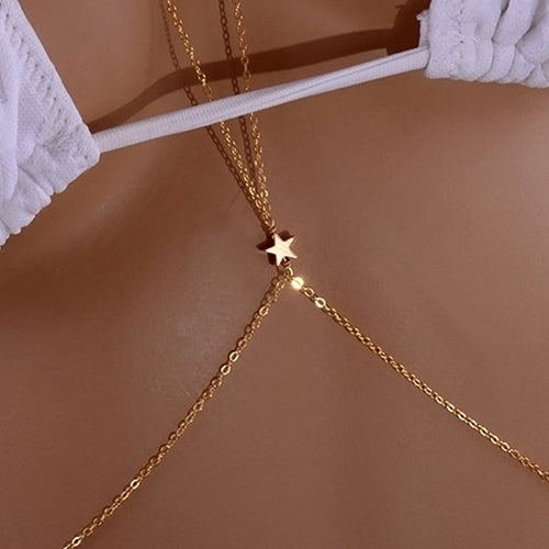 Women Crossover Star Harness Bikini Body Belly Waist Necklace Chain Jewelry Image 4