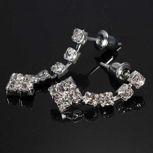 Fashion Women Lady Rhinestone Stud Earring Necklace Wedding Bridal Jewelry Set Image 4