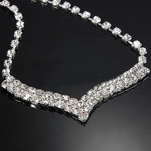 Fashion Women Lady Rhinestone Stud Earring Necklace Wedding Bridal Jewelry Set Image 6