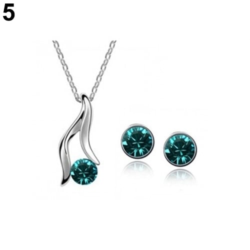 Womens Korean Style Elegant Silver Plated Rhinestone Bridal Necklace Earrings Set Image 9