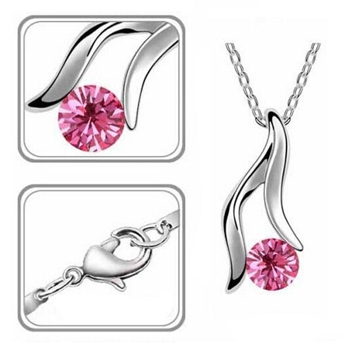 Womens Korean Style Elegant Silver Plated Rhinestone Bridal Necklace Earrings Set Image 10