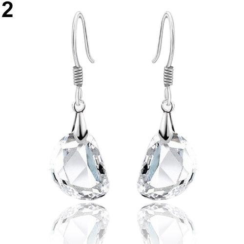 Womens Pea Shaped Rhinestone White Gold Plated Necklace Earrings Jewelry Set Image 3
