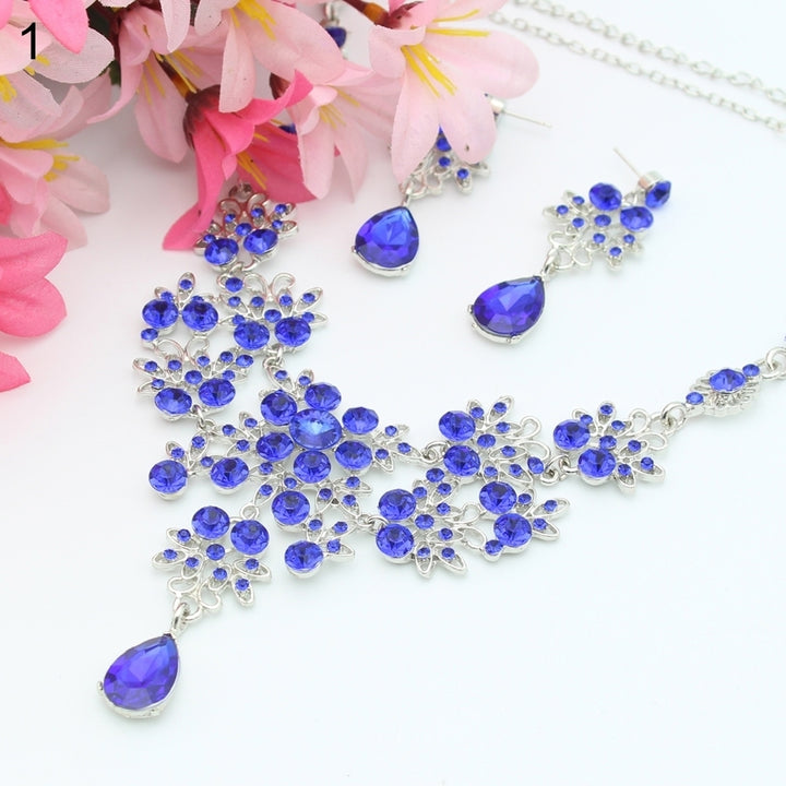 Womens Wedding Party Acrylic Flower Drop Pendant Necklace Earrings Jewelry Set Image 3