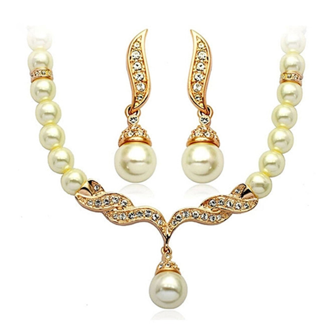 Jewelry Set Lightweight Unique Shape Alloy Unique Necklace Earrings Set for Party Image 1