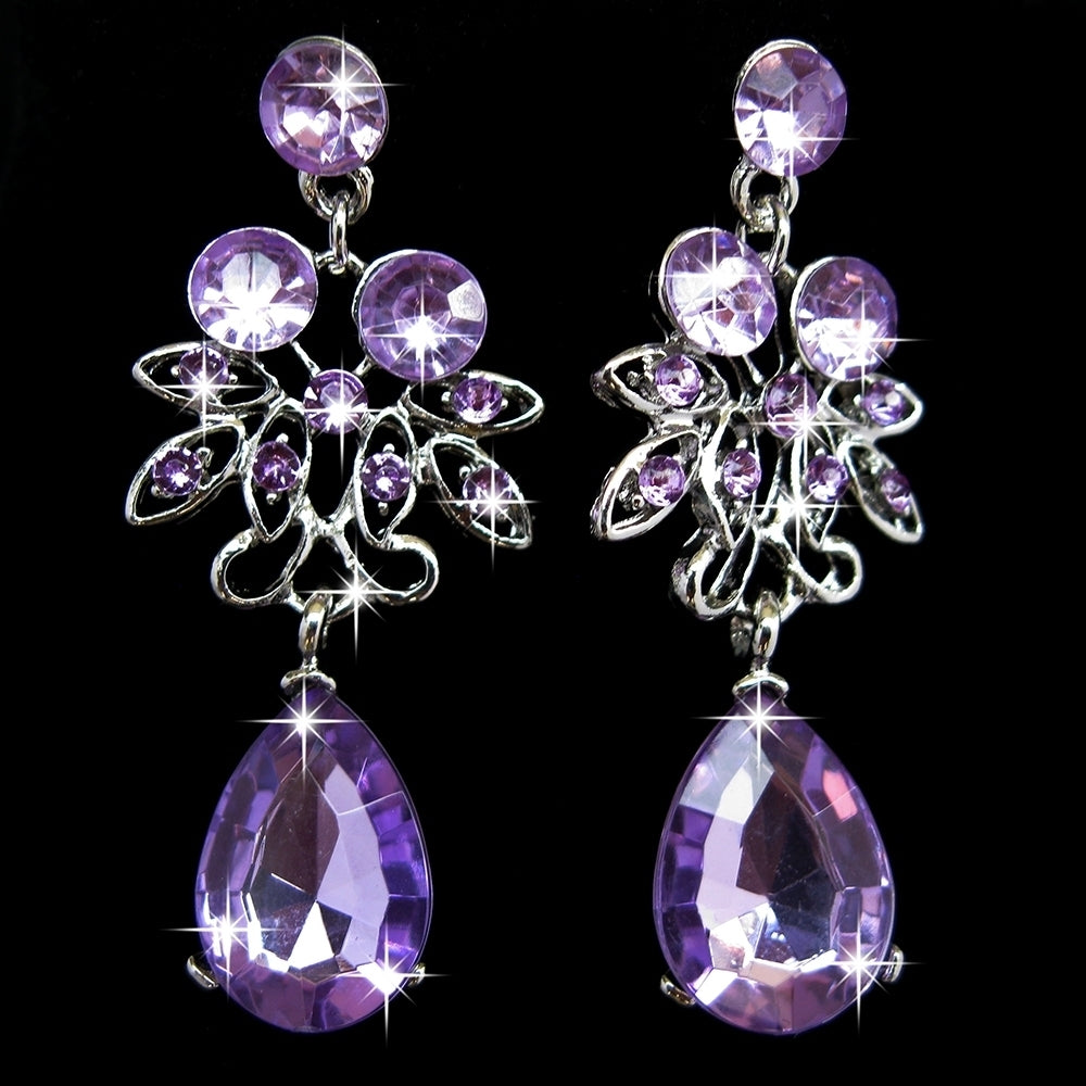 Womens Wedding Party Acrylic Flower Drop Pendant Necklace Earrings Jewelry Set Image 8