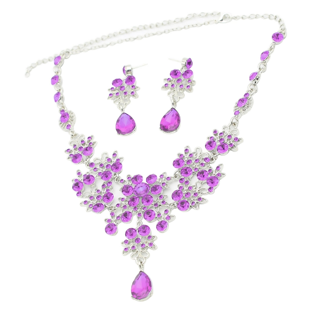 Womens Wedding Party Acrylic Flower Drop Pendant Necklace Earrings Jewelry Set Image 11