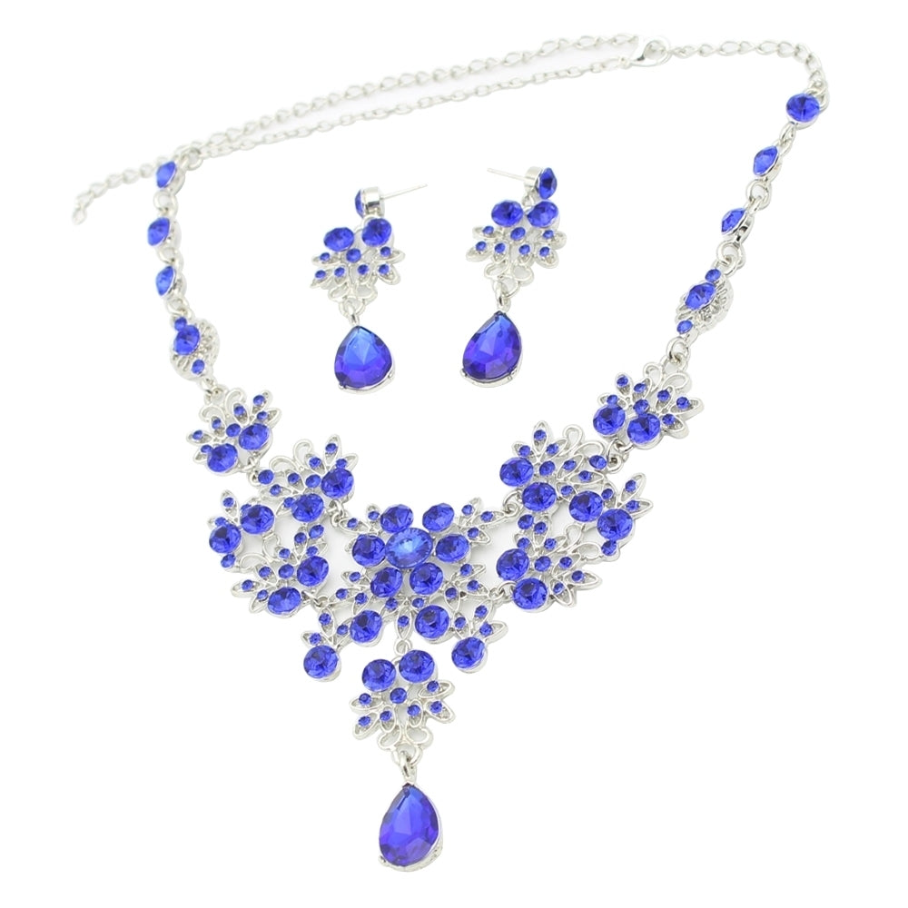 Womens Wedding Party Acrylic Flower Drop Pendant Necklace Earrings Jewelry Set Image 1