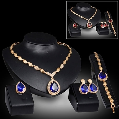 Women Formal Party Waterdrop Cubic Zirconia Necklace Earrings Bracelet Ring US6-9 Image 2