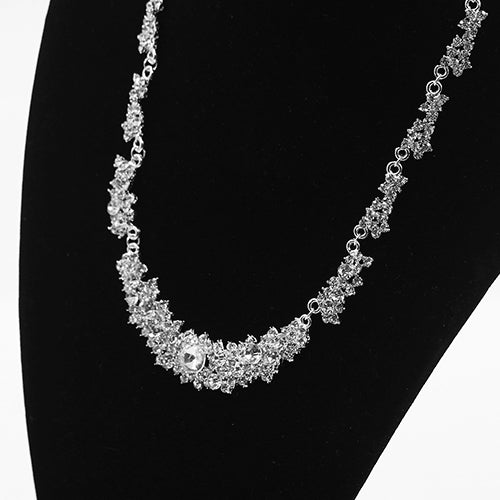 Women Luxury Rhinestone Bridal Short Chain Necklace Long Earrings Jewelry Set Image 2