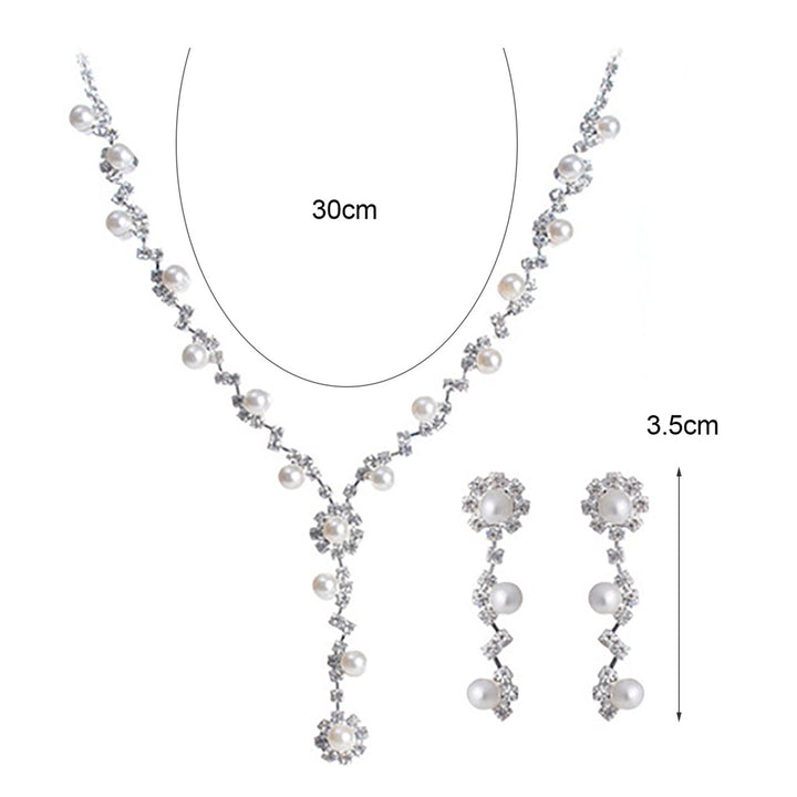 3Pcs Necklace Jewelry Set Faux Pearls Decorations Rhinestone Choker Necklace Dangle Earrings Set for Banquet Image 4