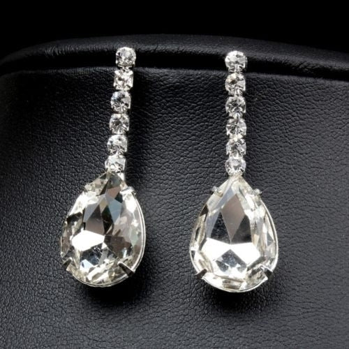 Bridal Wedding Party Rhinestone Waterdrop Pendant Necklace Earrings Jewelry Set Image 4