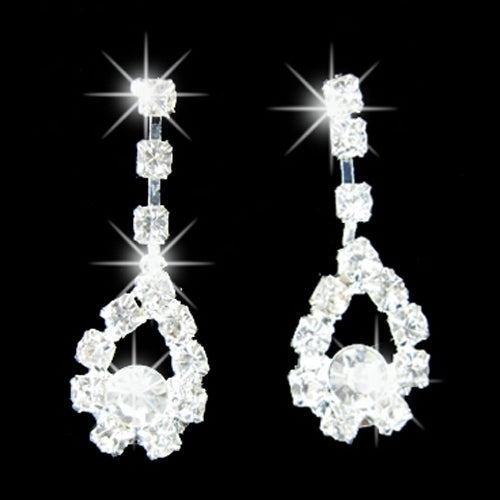 Lady Bridal Wedding Engagement Rhinestone Teardrop Necklace Earrings Jewelry Set Image 4