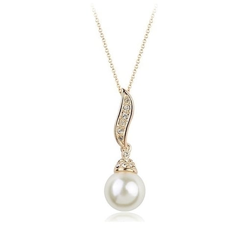 Fashion Womens Rhinestone Faux Big Pearl Drop Earrings Necklace Jewelry Sets Image 4