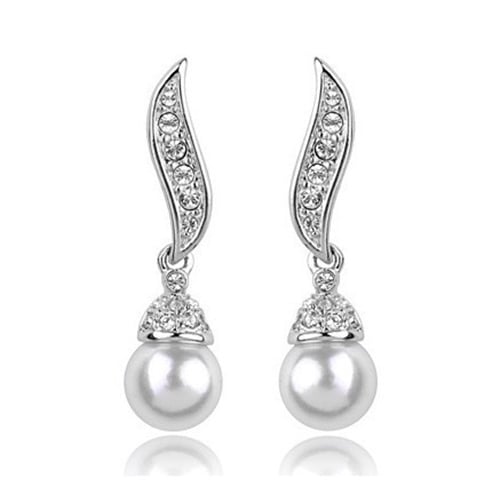 Fashion Womens Rhinestone Faux Big Pearl Drop Earrings Necklace Jewelry Sets Image 7