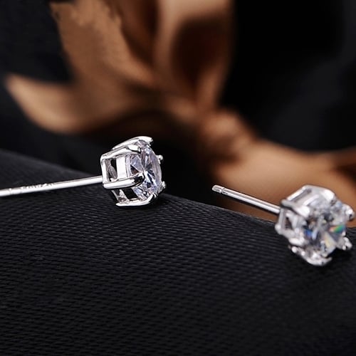 Women Wedding Party Cubic Zirconia Pendant Necklace Stud Earrings Jewelry Set Image 8