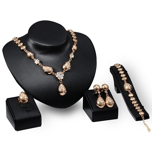 Banquet Flower Waterdrop Pendant Collar Necklace Bracelet Ring Earrings Set Image 1