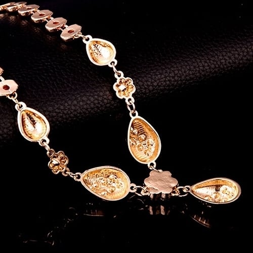 Banquet Flower Waterdrop Pendant Collar Necklace Bracelet Ring Earrings Set Image 9