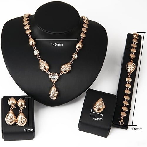 Banquet Flower Waterdrop Pendant Collar Necklace Bracelet Ring Earrings Set Image 10