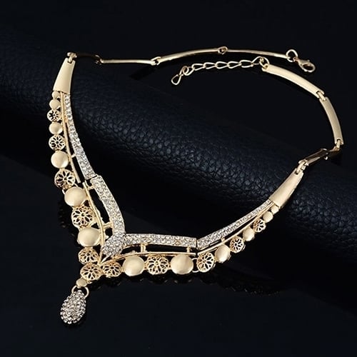 Womens Bridal Gift Flower Round Drop Collar Necklace Bracelet Ring Earrings Set Image 4