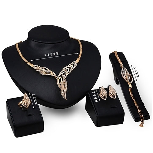 Wedding Bridal Party Wavy Rhinestone Choker Necklace Bracelet Ring Earrings Set Image 11