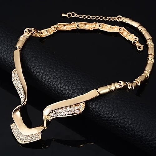 Womens Stylish Banquet Party Alloy Choker Necklace Bracelet Ring Earrings Set Image 4