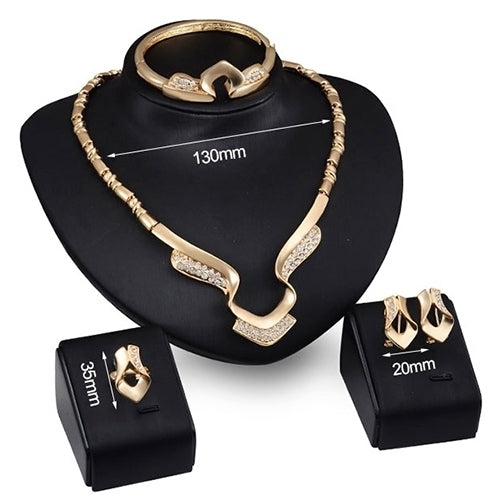 Womens Stylish Banquet Party Alloy Choker Necklace Bracelet Ring Earrings Set Image 10