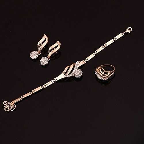 Girl Luxury Wedding Party Gift Hollow Chain Necklace Ring Bracelet Earring Jewelry Set Image 6