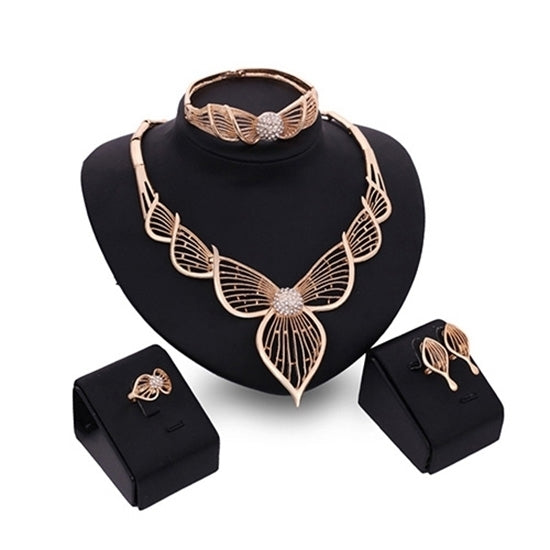 Princess Sweet Jewelry Set KC Gold Plated Hollow Necklace Bangle Ring Earring Image 1