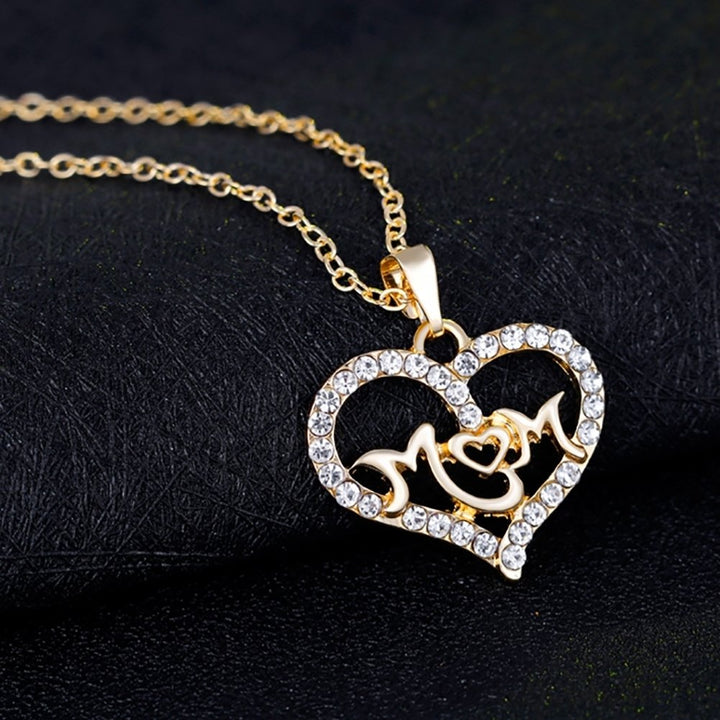 Women KC Gold Plated Mom Hollow Heart Necklace Jewelry Set Bracelet Earrings Image 4