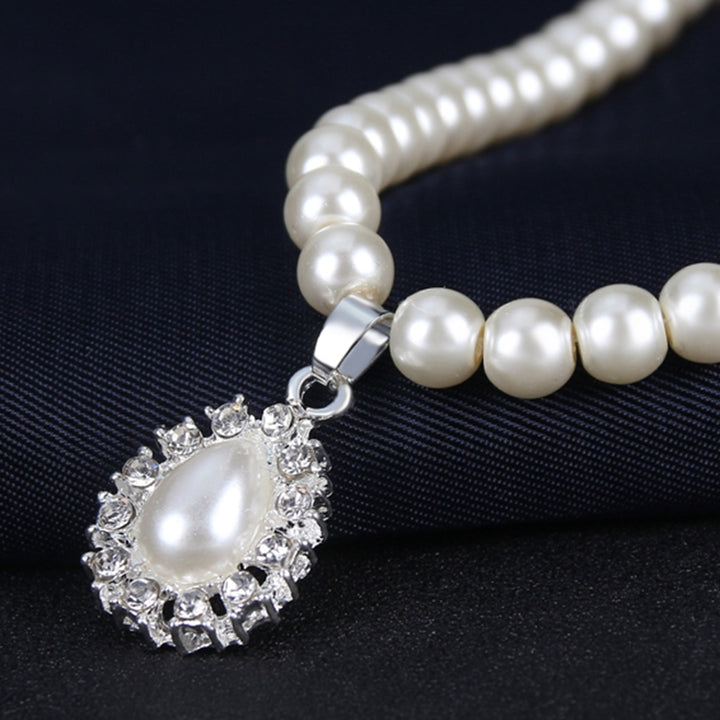 Royal Style Princess Imitation Pearl Teardrop Pendant Elegant Necklace Earrings Image 8