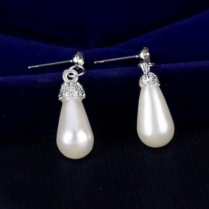 Royal Style Princess Imitation Pearl Teardrop Pendant Elegant Necklace Earrings Image 9