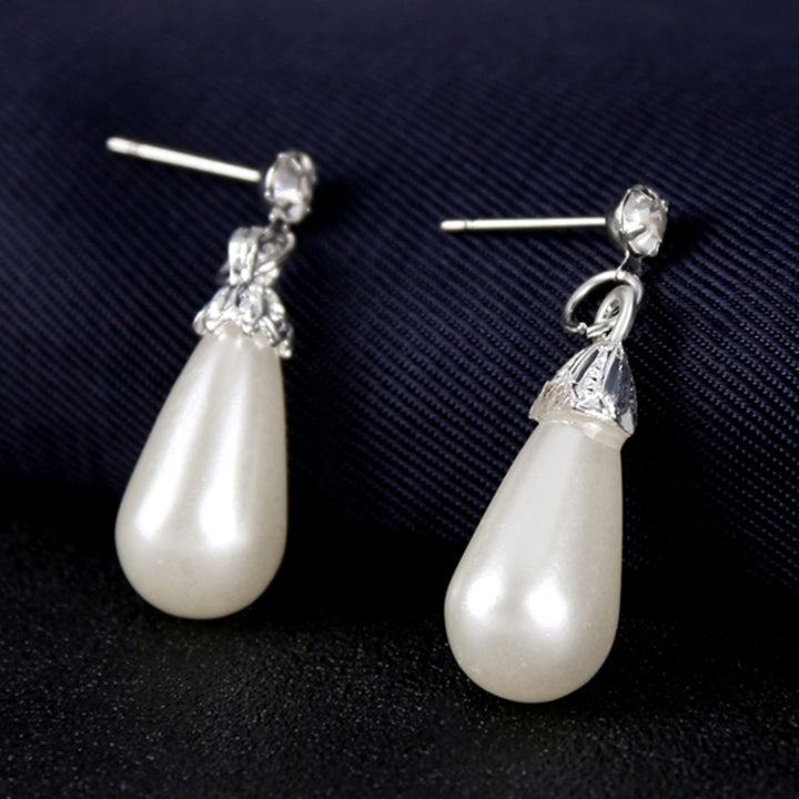 Royal Style Princess Imitation Pearl Teardrop Pendant Elegant Necklace Earrings Image 10