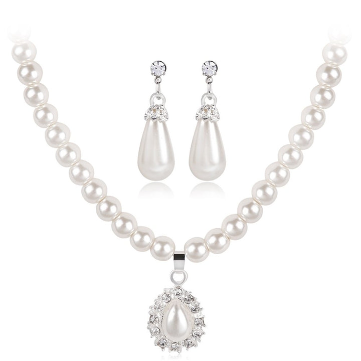 Royal Style Princess Imitation Pearl Teardrop Pendant Elegant Necklace Earrings Image 11