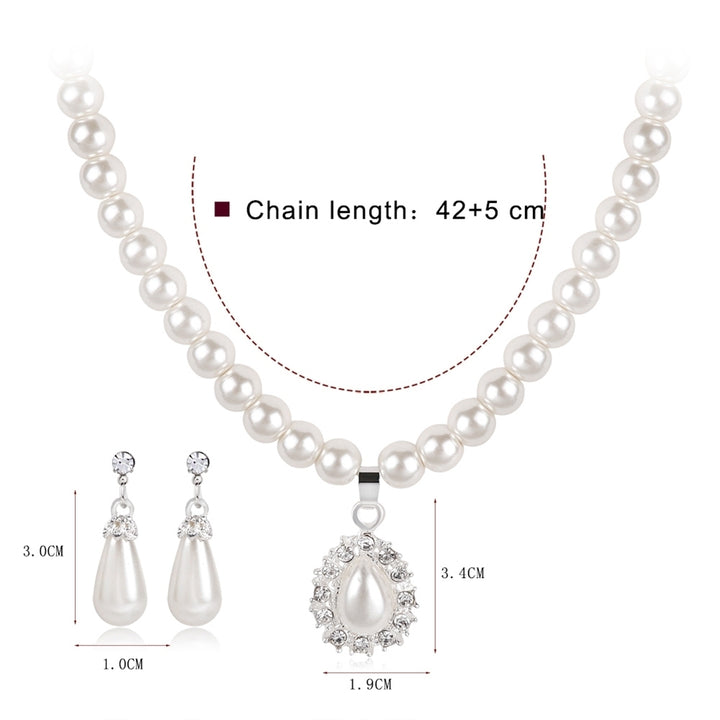 Royal Style Princess Imitation Pearl Teardrop Pendant Elegant Necklace Earrings Image 12