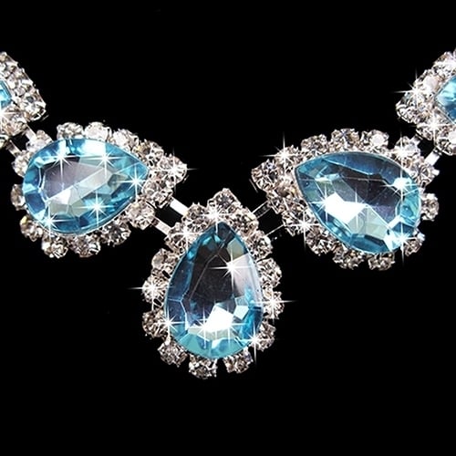 Prom Wedding Bridal Crystal Rhinestone Waterdrop Necklace Earring Jewelry Set Image 10