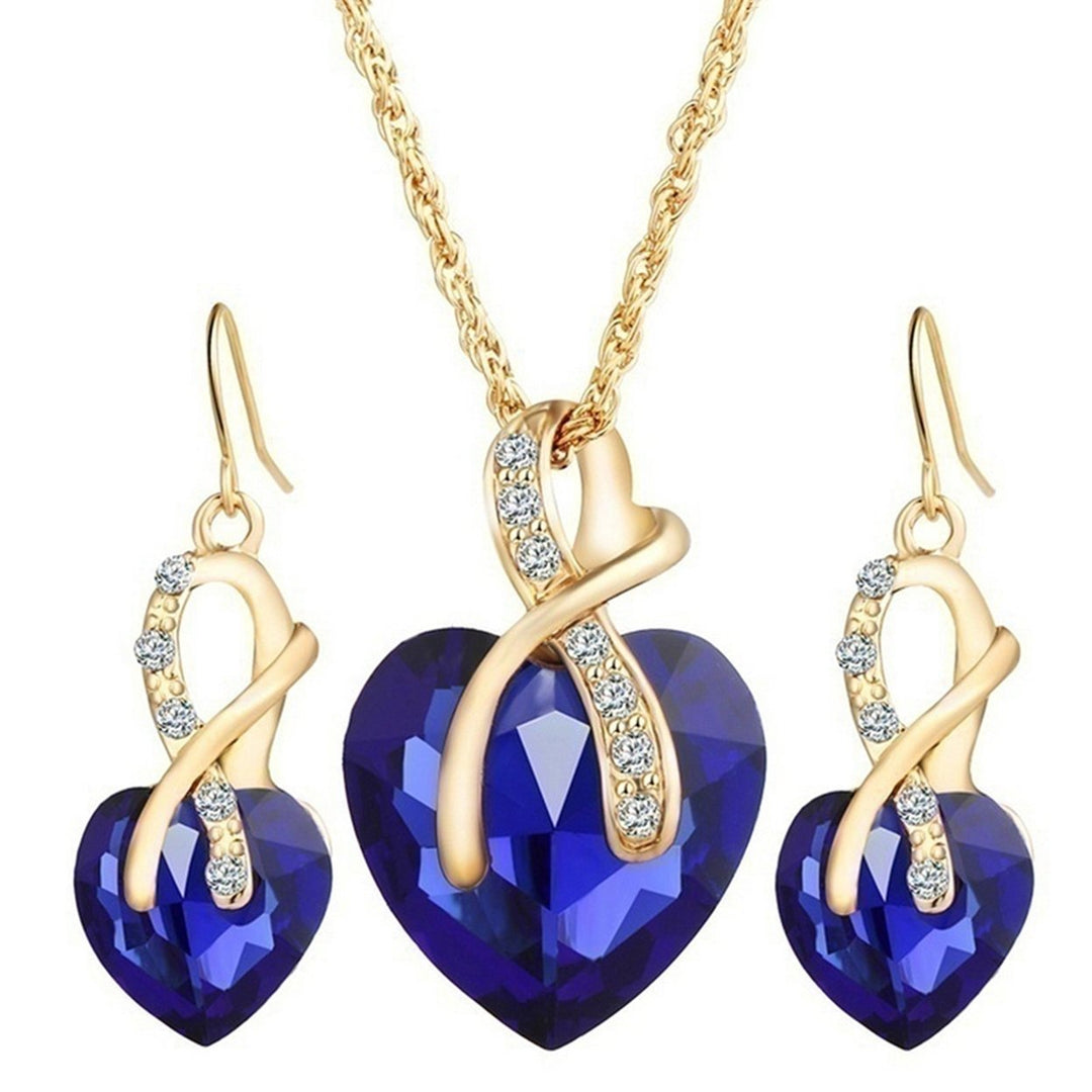 Jewelry Set Heart-Shaped Durable Alloy Necklace Earrings Jewelry Sets for Party Image 1