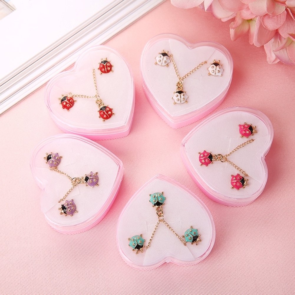 Cute Butterfly Bowknot Beetle Toddler Girls Necklace Ear Studs Jewelry Set Gift Image 1