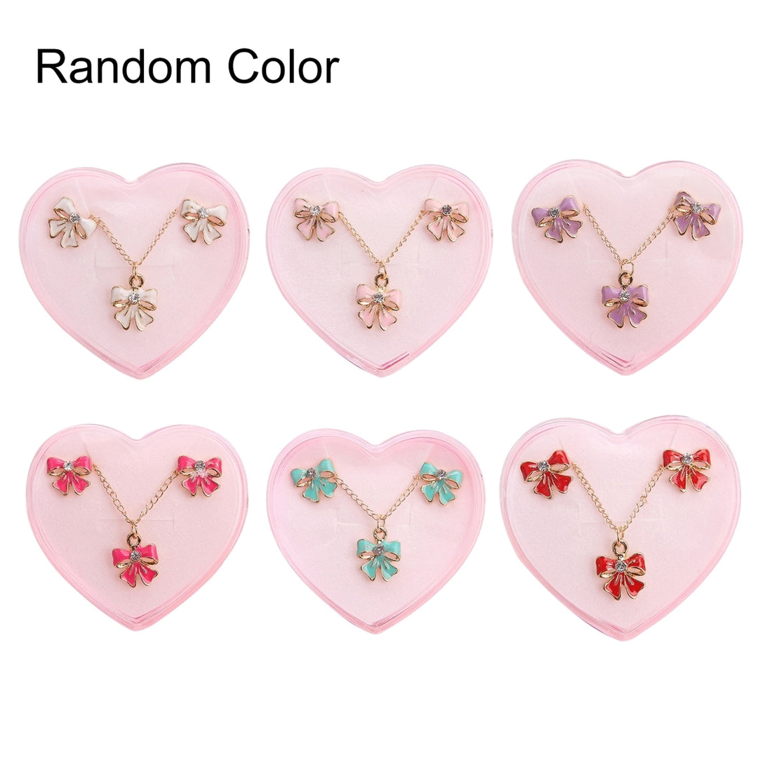 Cute Butterfly Bowknot Beetle Toddler Girls Necklace Ear Studs Jewelry Set Gift Image 2