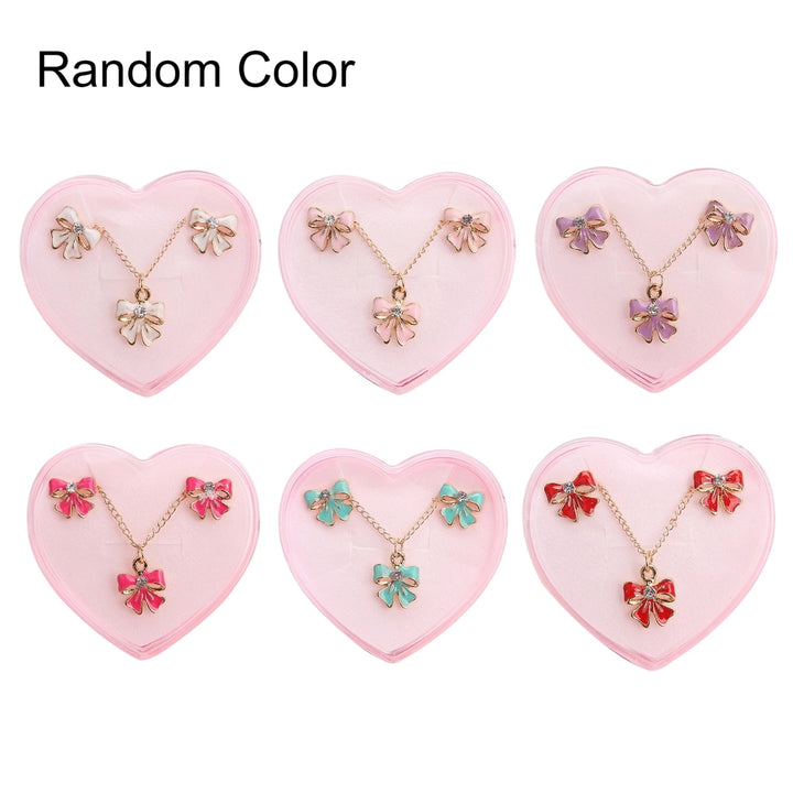 Cute Butterfly Bowknot Beetle Toddler Girls Necklace Ear Studs Jewelry Set Gift Image 2