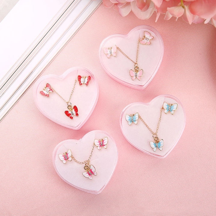 Cute Butterfly Bowknot Beetle Toddler Girls Necklace Ear Studs Jewelry Set Gift Image 6