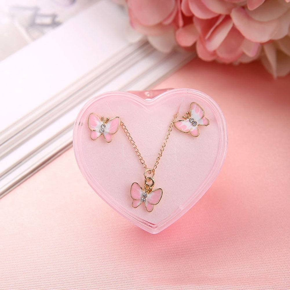 Cute Butterfly Bowknot Beetle Toddler Girls Necklace Ear Studs Jewelry Set Gift Image 12