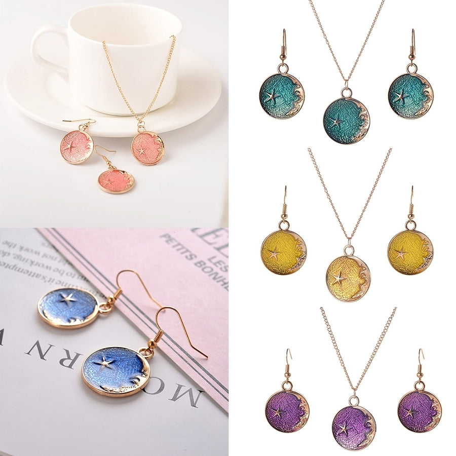 Chic Round Planet Hook Earrings Necklace Women Girls Jewelry Set Birthday Gift Image 1