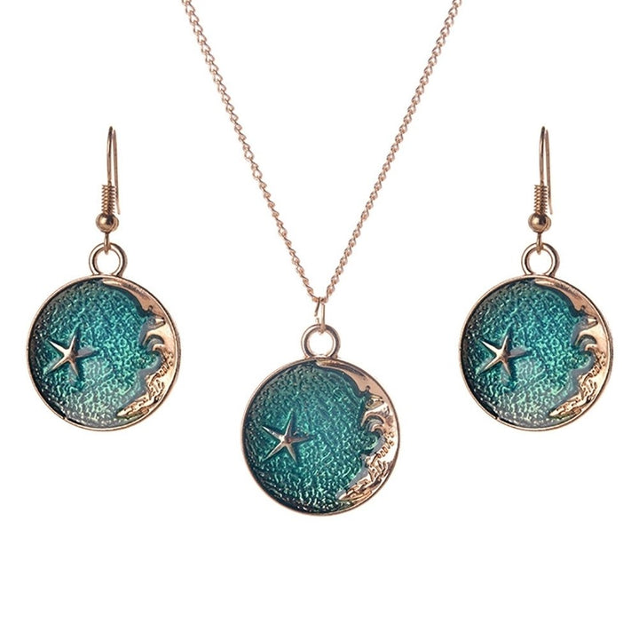 Chic Round Planet Hook Earrings Necklace Women Girls Jewelry Set Birthday Gift Image 1