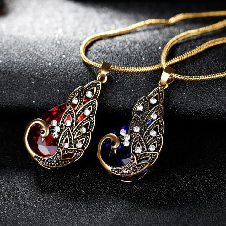 3Pcs Rhinestone Earrings Jewelry Fake Gemstone Peacock Pendant Fashion Necklace Image 10