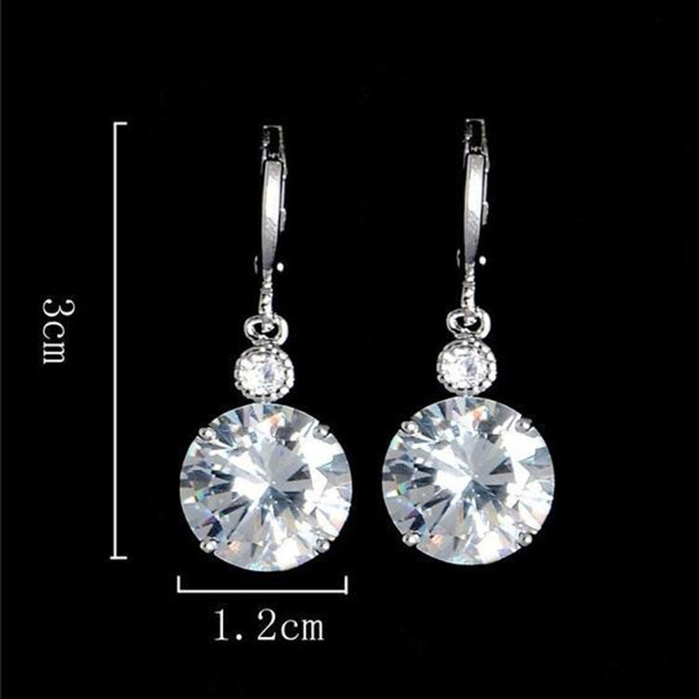 Fashion Jewelry Set Round Rhinestone Pendant Necklace Bridal Leaverback Earrings Image 4