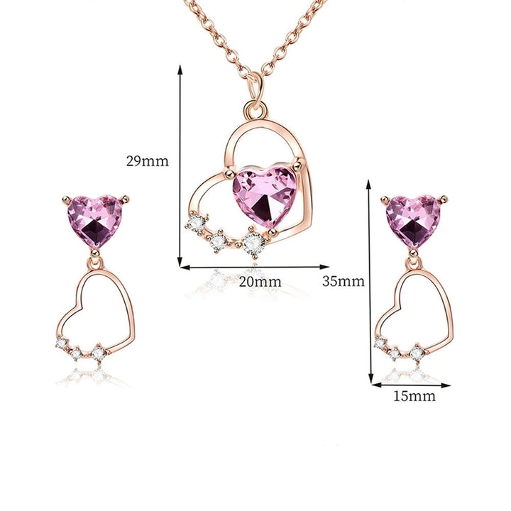 Rhinestone Hollow Love Heart Jewelry Set Women Necklace Earrings Bridal Jewelry Image 4