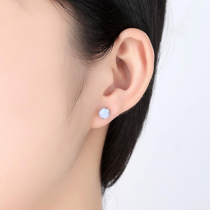 Elegant Faux Opal Pendant Chain Necklace Stud Earrings Women Jewelry Present Image 4