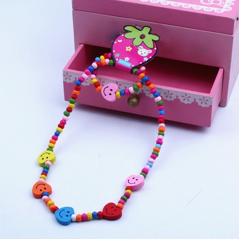 2Pcs Wooden Strawberry Bead Elastic Bracelet Necklace Children Jewelry Gift Image 3