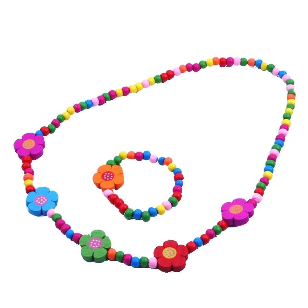 2Pcs Wooden Strawberry Bead Elastic Bracelet Necklace Children Jewelry Gift Image 4